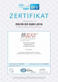 Screenshot des DIN EN ISO 50001 Zertifikats